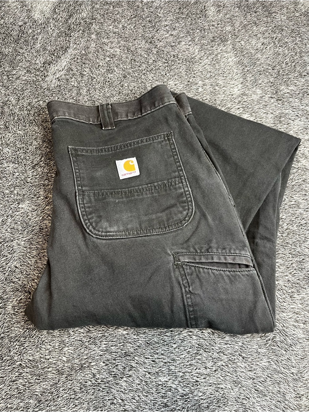 ⁠Carhartt 102291 Men 36x32 Rugged Flex Relaxed Fit Canvas Work Pants Peat Gray